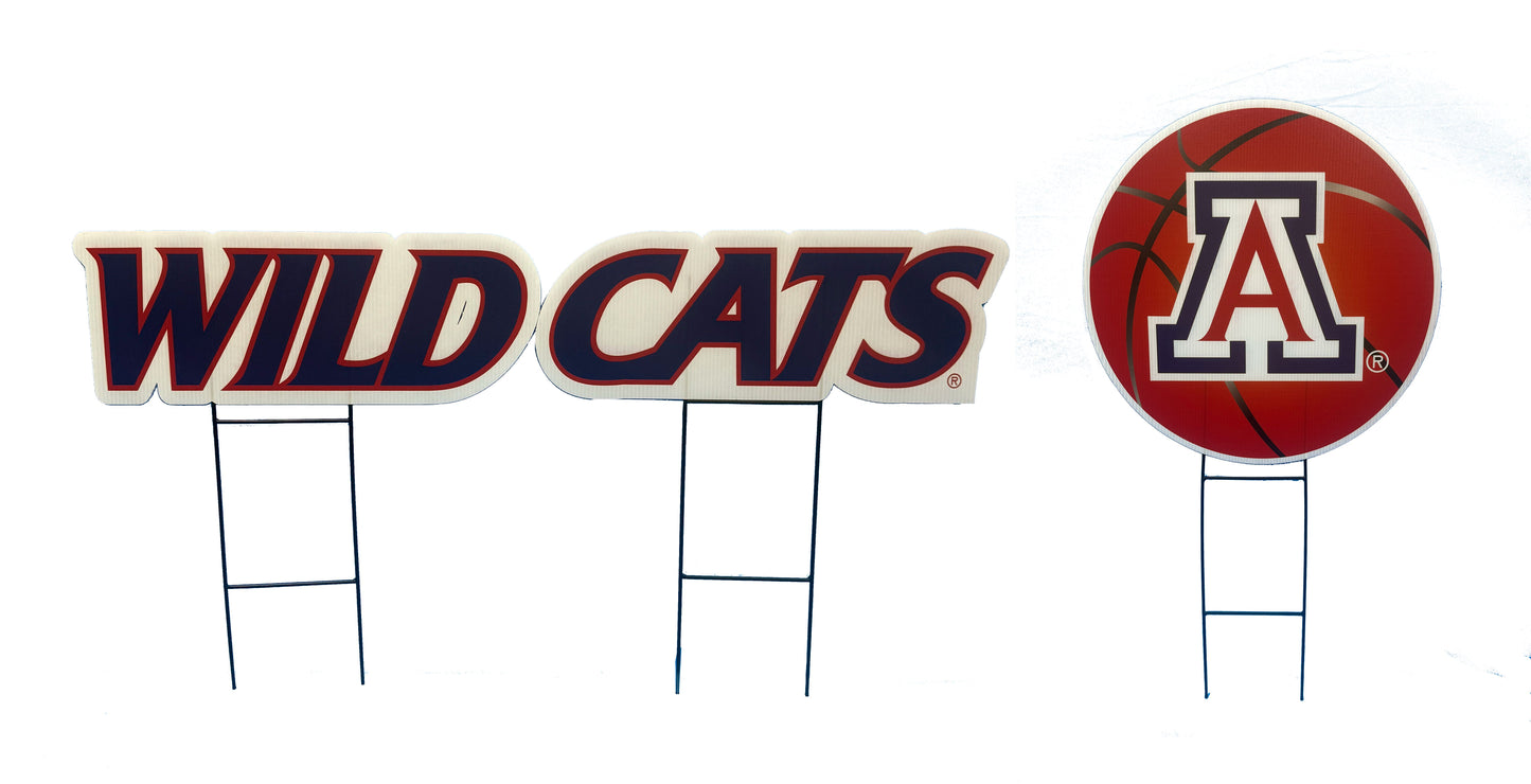 NCAA Wordmark & Football 3 Pack Yard Sign Set