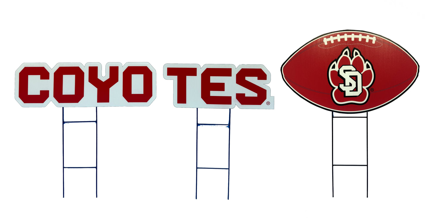 NCAA Wordmark & Football 3 Pack Yard Sign Set