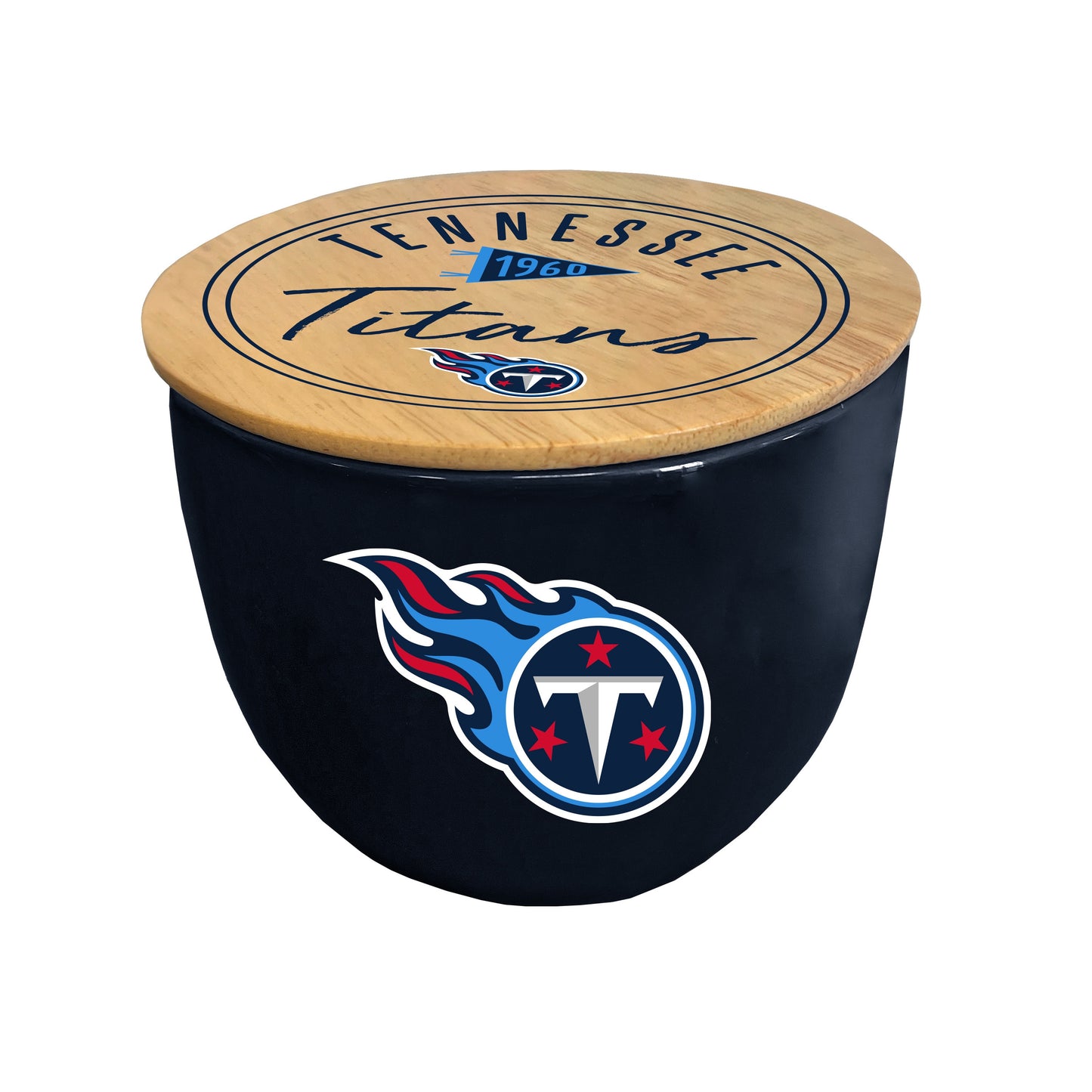 NFL Script Circle Wood Top Ceramic Candle