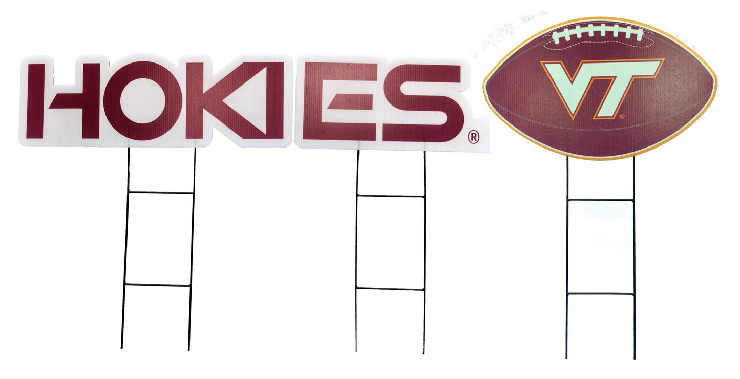 NCAA Wordmark & Football 3 Pack Yard Sign Set