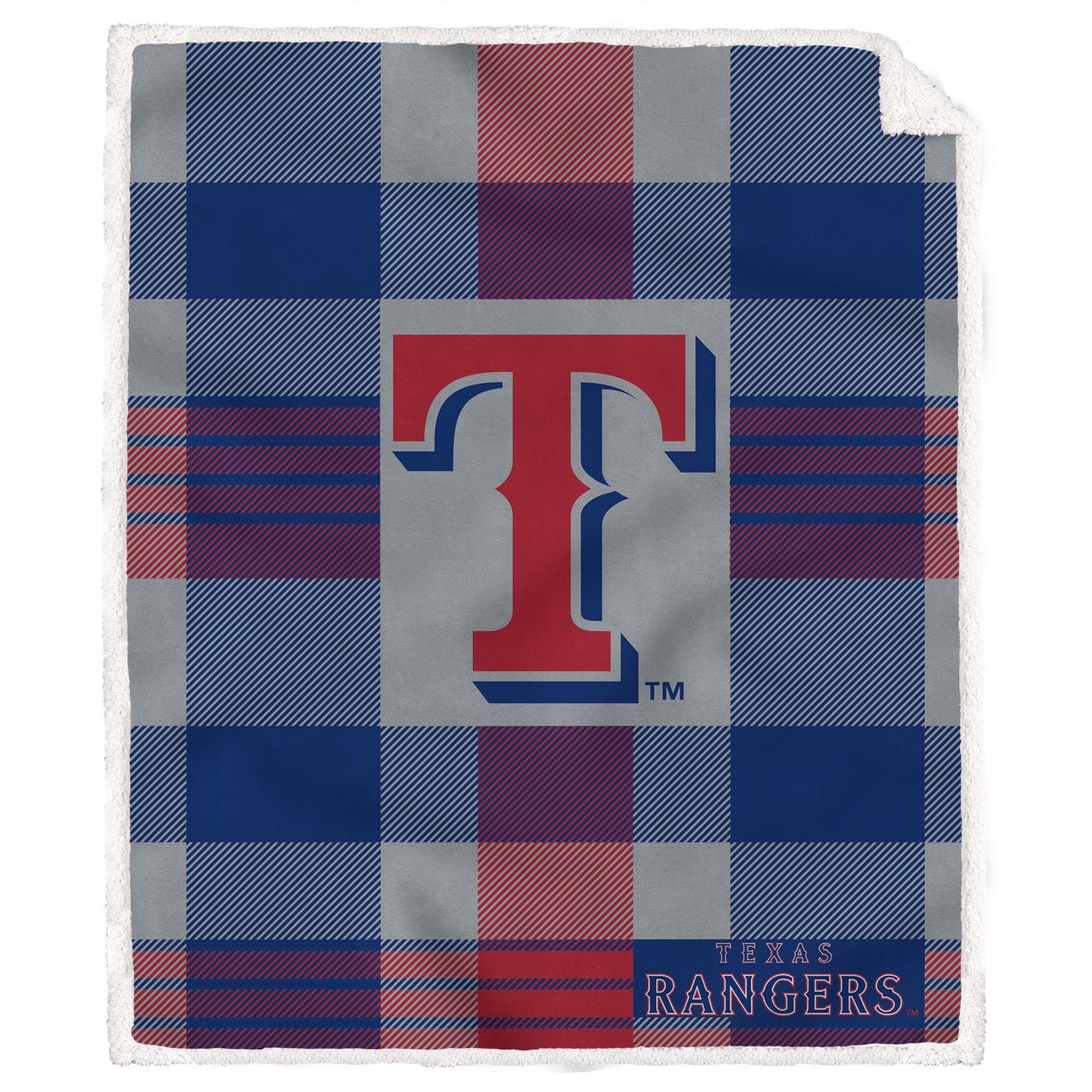 MLB Plaid Steel Royal Plush Sherpa 60x70 Blanket