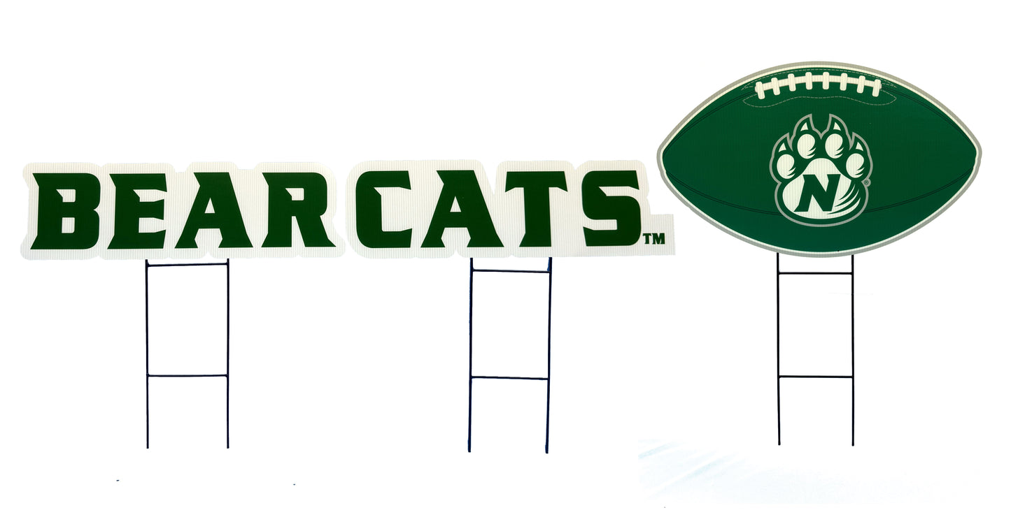 NCAA Wordmark & Football 3 Pack Yard Sign Set