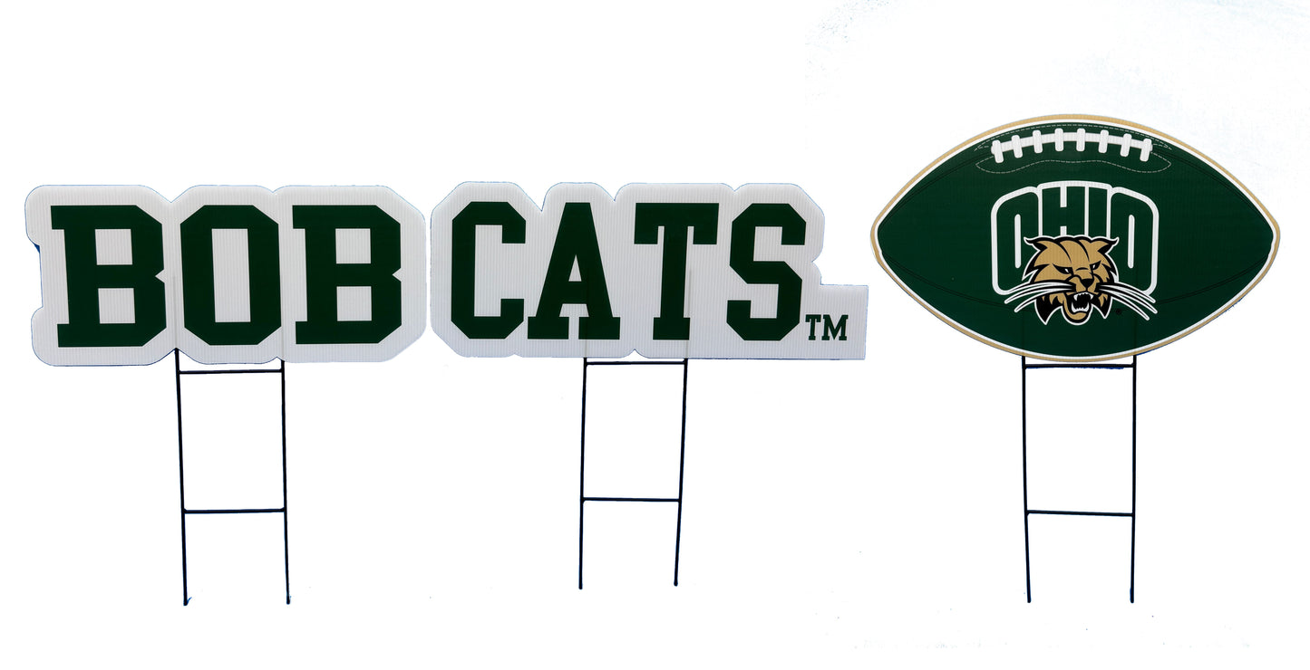 NCAA Wordmark & Football 3 Pack Yard Sign Set