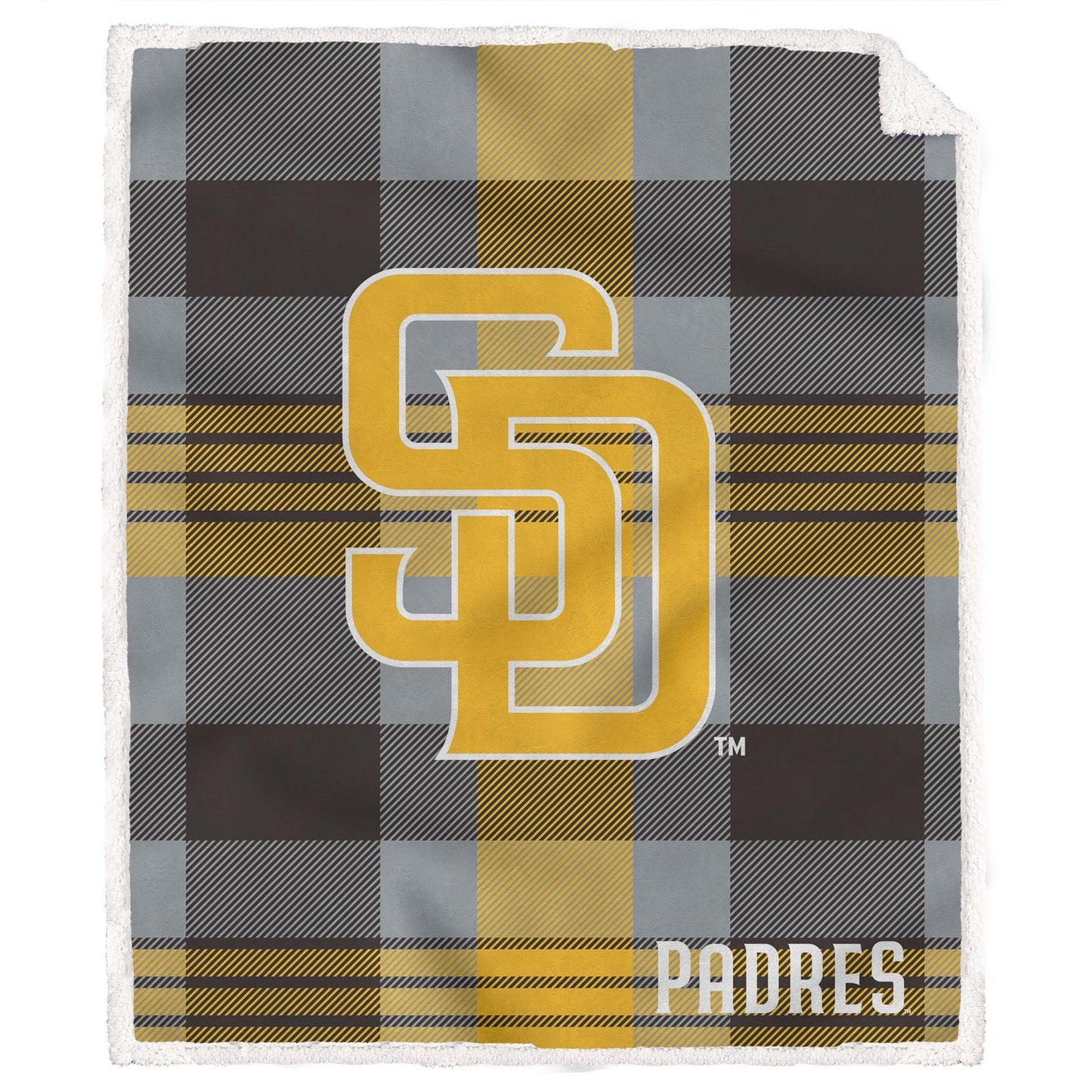 MLB Plaid Steel Royal Plush Sherpa 60x70 Blanket
