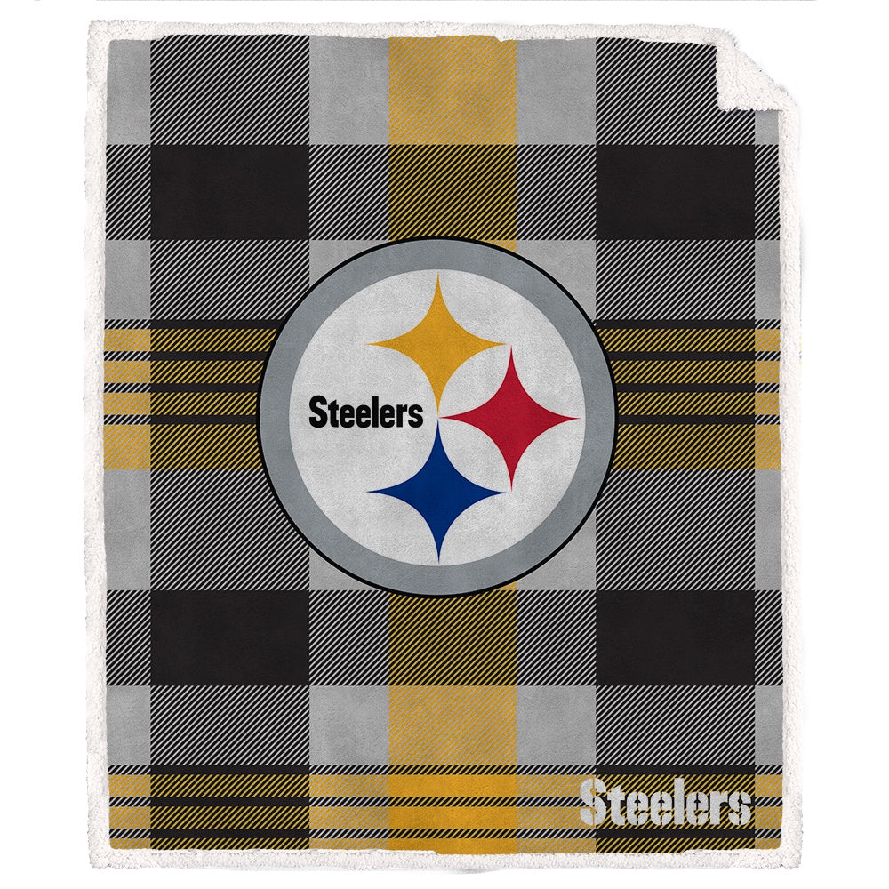 NFL Plaid Steel Royal Plush Sherpa 60x70 Blanket