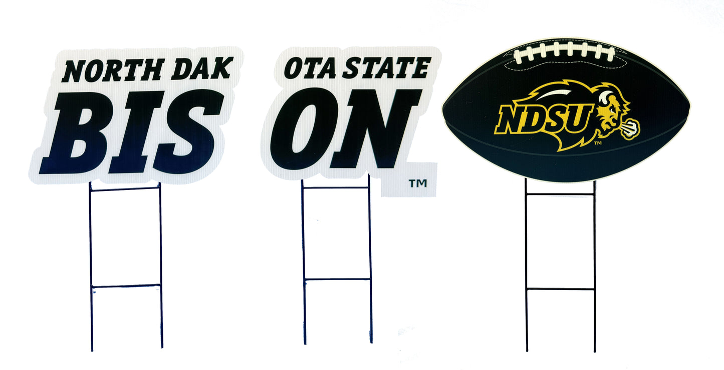 NCAA Wordmark & Football 3 Pack Yard Sign Set