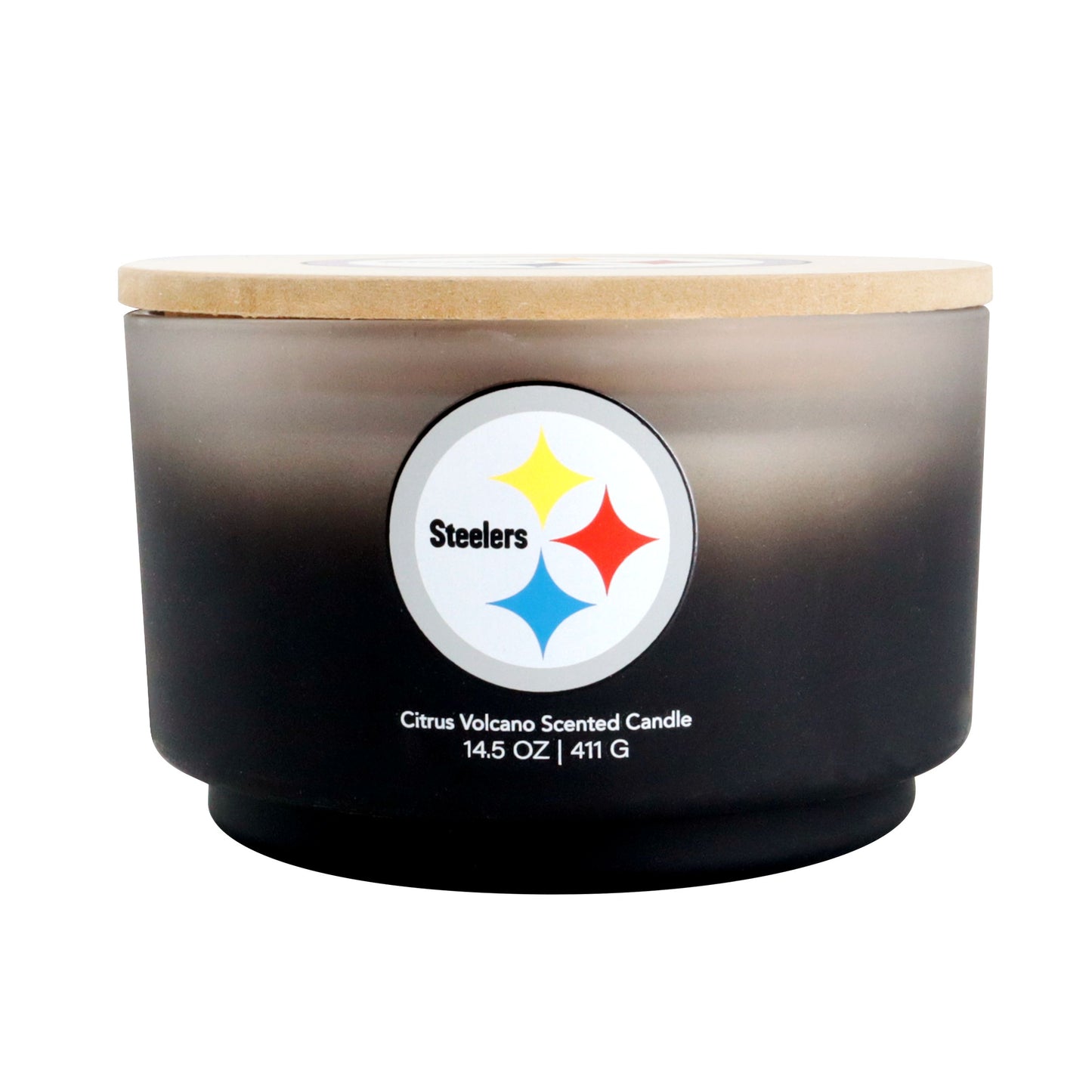NFL Glass Gradient 14.5 oz Candle Print Wood Top