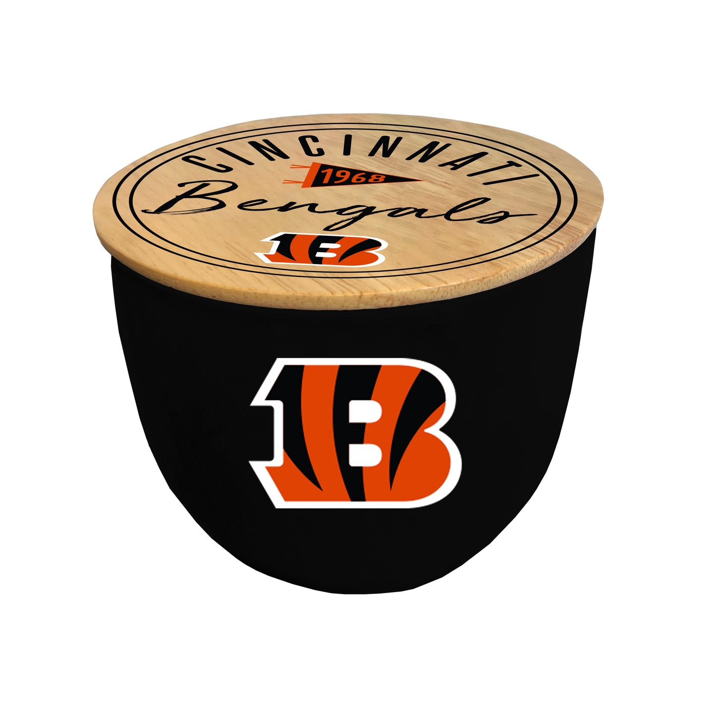 NFL Script Circle Wood Top Ceramic Candle