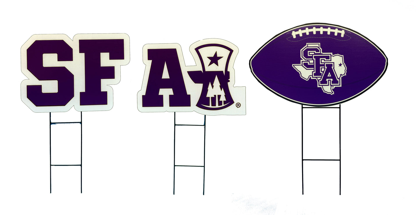 NCAA Wordmark & Football 3 Pack Yard Sign Set