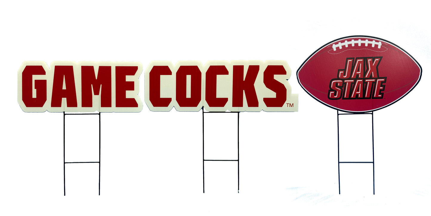 NCAA Wordmark & Football 3 Pack Yard Sign Set