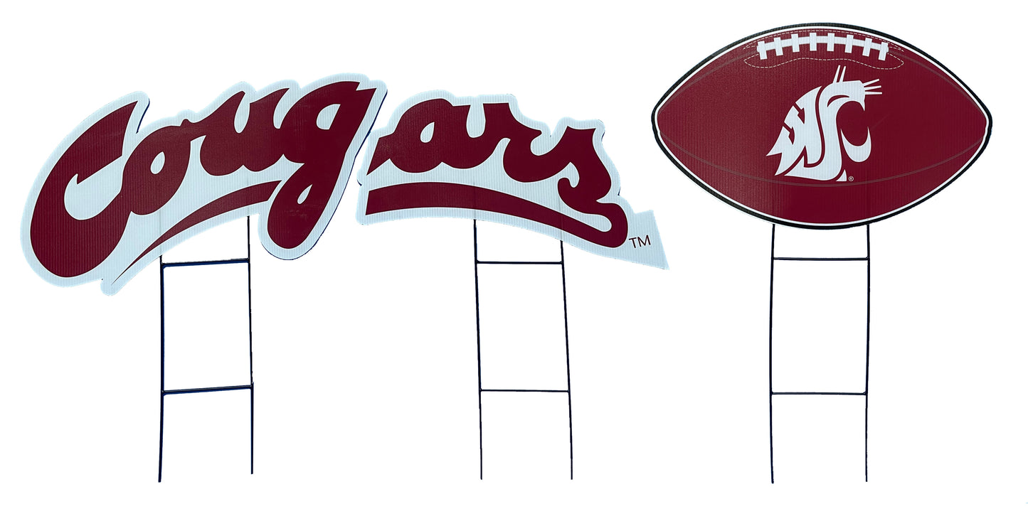 NCAA Wordmark & Football 3 Pack Yard Sign Set