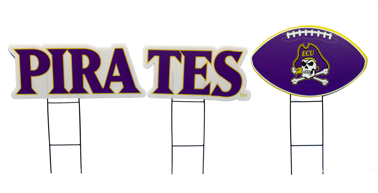 NCAA Wordmark & Football 3 Pack Yard Sign Set