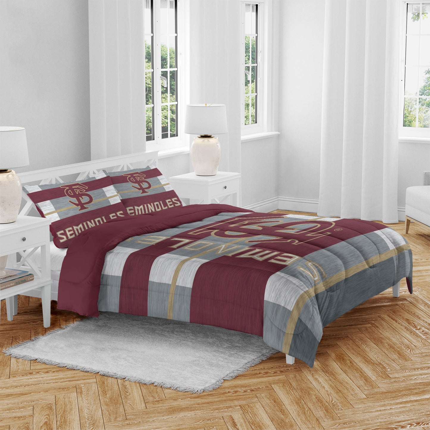 NCAA Heathered Stripe 3 PC Queen Bed in a Bag