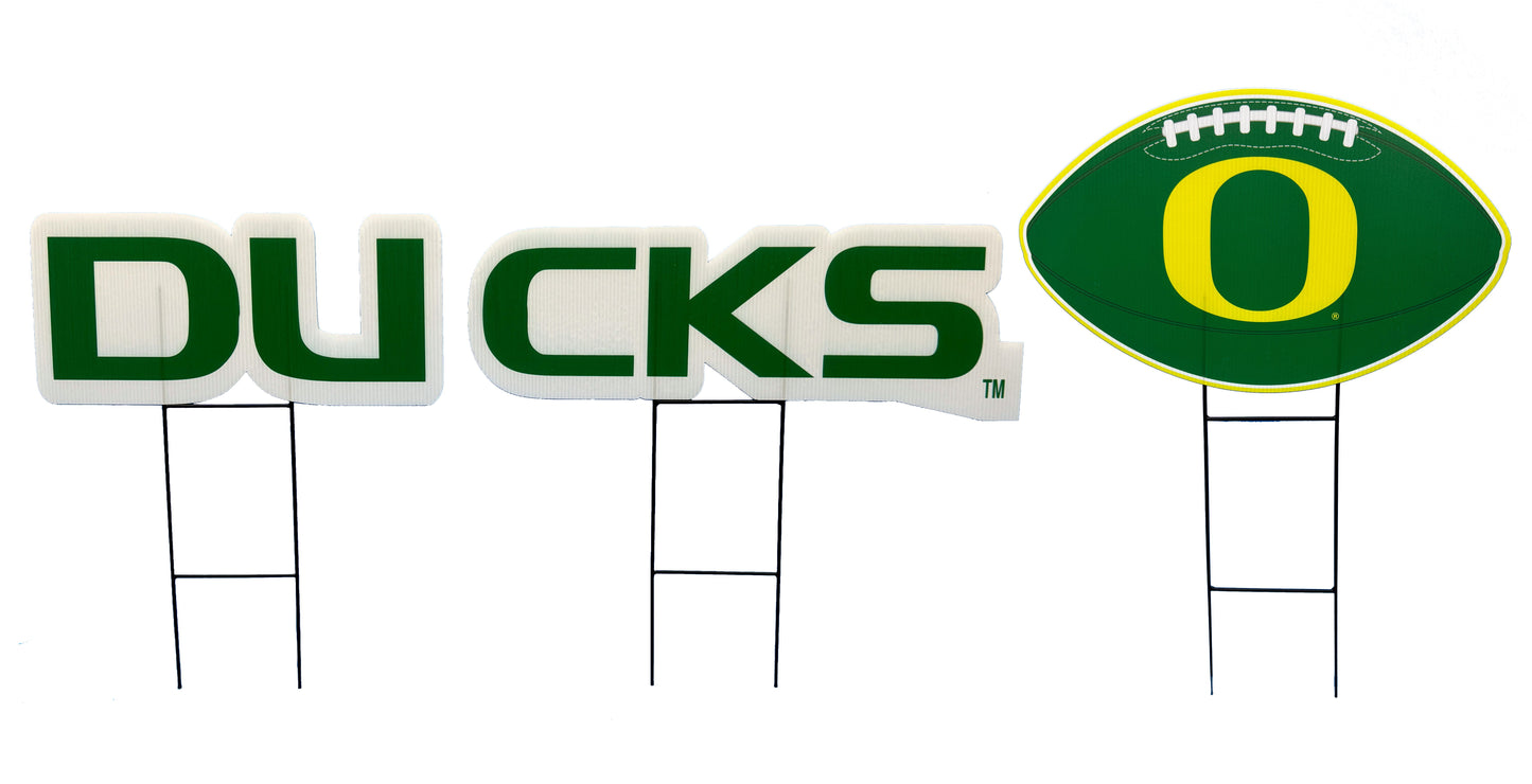 NCAA Wordmark & Football 3 Pack Yard Sign Set