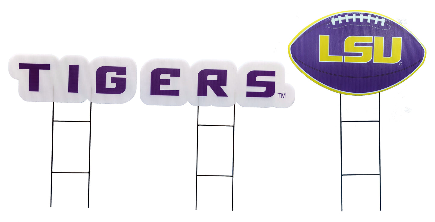 NCAA Wordmark & Football 3 Pack Yard Sign Set