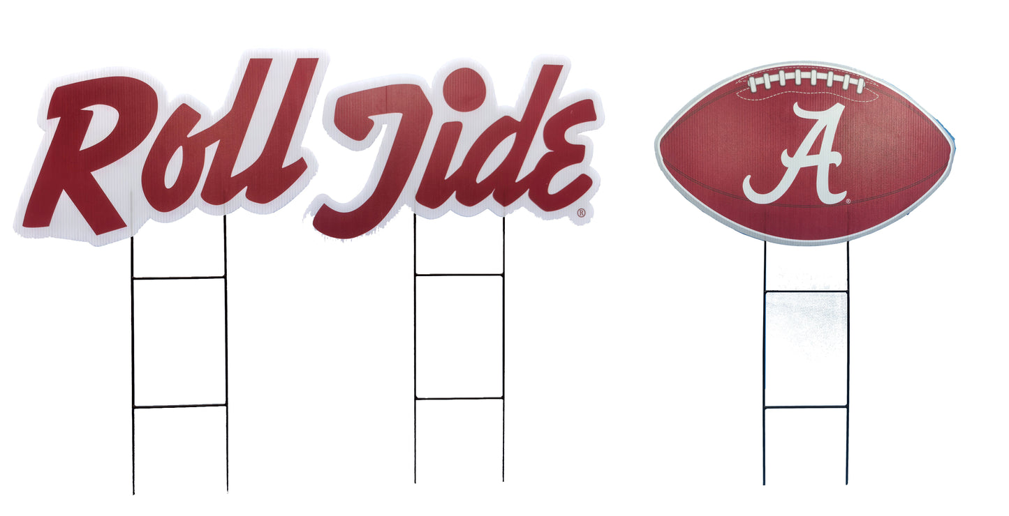 NCAA Wordmark & Football 3 Pack Yard Sign Set