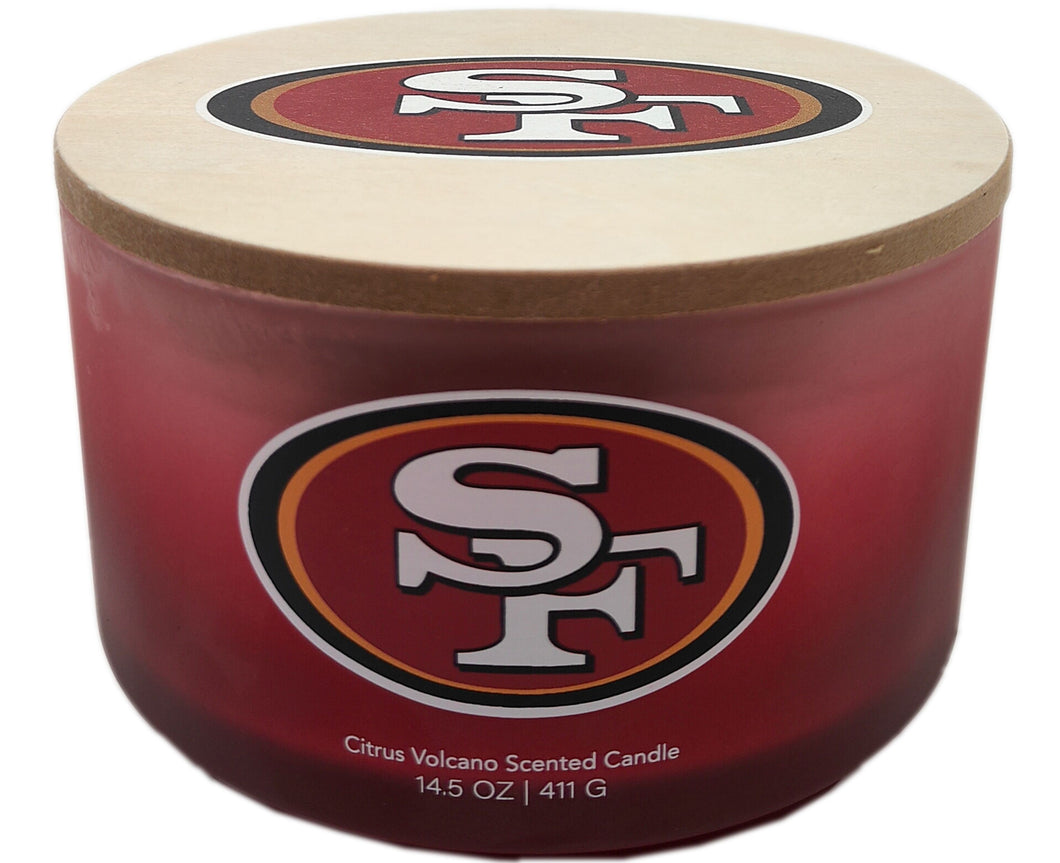 NFL Glass Gradient 14.5 oz Candle Print Wood Top