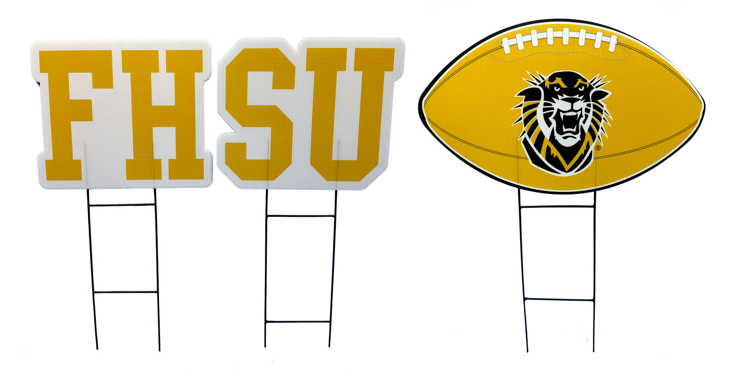 NCAA Wordmark & Football 3 Pack Yard Sign Set