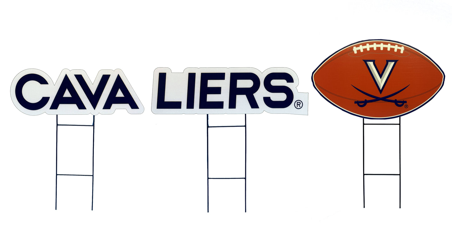 NCAA Wordmark & Football 3 Pack Yard Sign Set