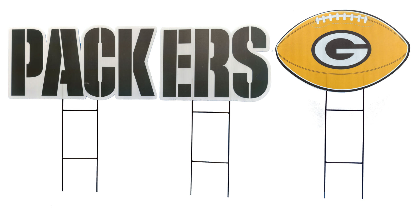 NFL Wordmark & Football 3 Pack Yard Sign Set
