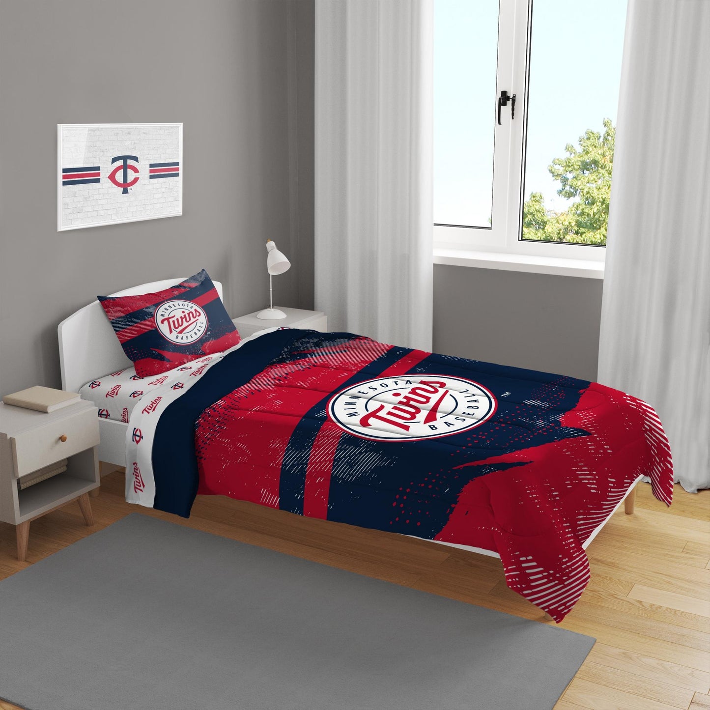 MLB Slanted Stripe 4 PC Twin Bed in a Bag
