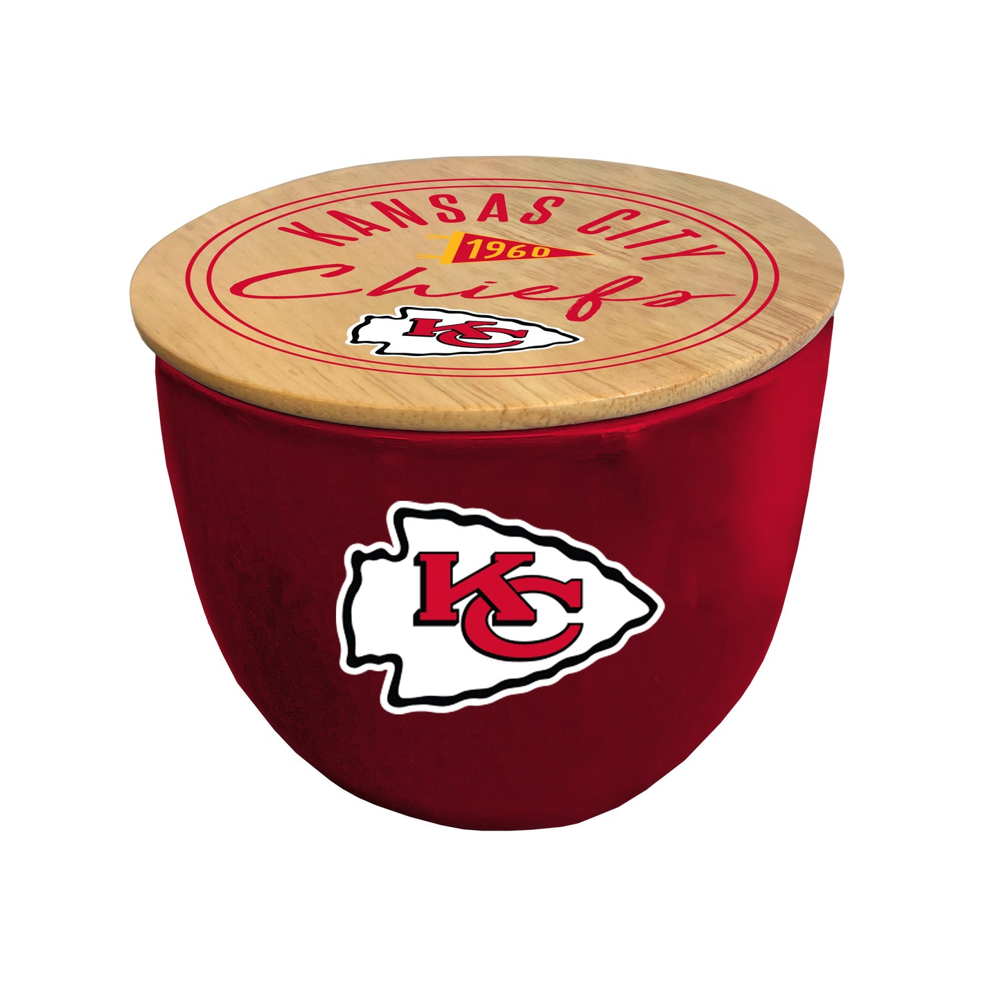NFL Script Circle Wood Top Ceramic Candle