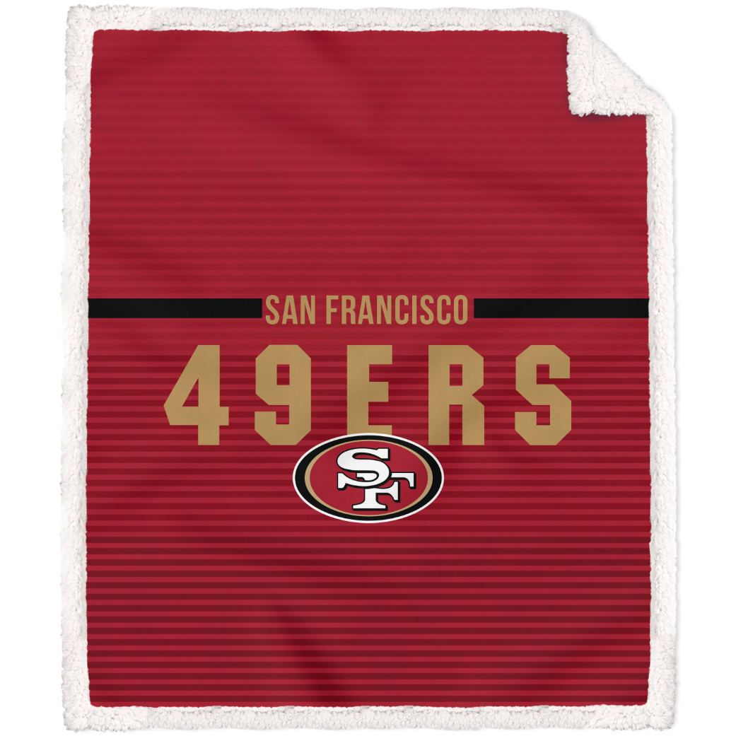 San Francisco 49ers Logo Letter Poly Spandex Blanket with Sherpa