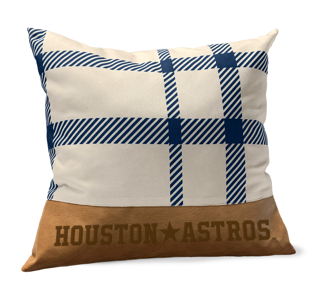 Houston Astros Plaid Faux Leather Décor Pillow