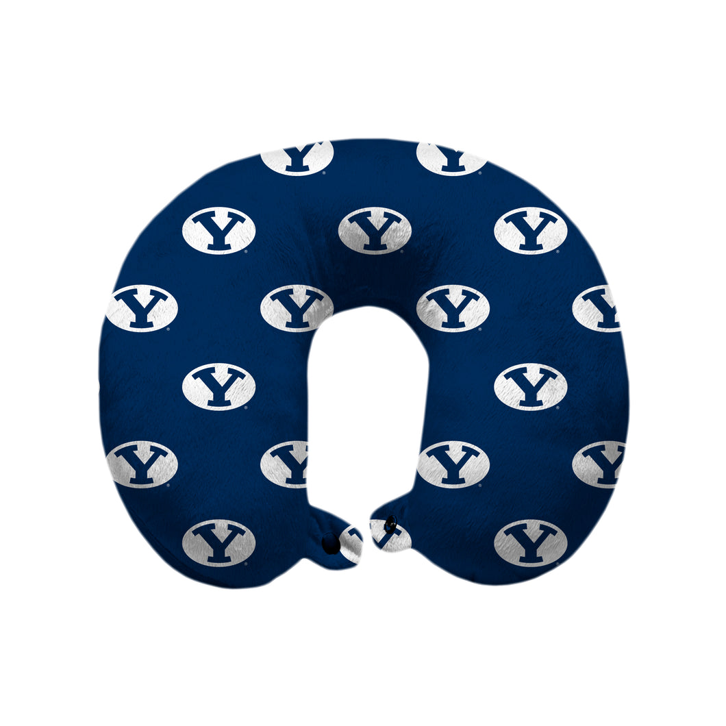BYU Cougars Repeat Logo Polyester Travel Pillow