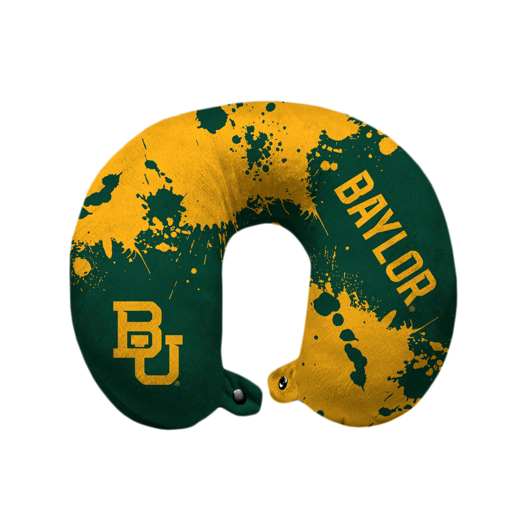 Baylor Bears Splatter Print Polyester Travel Pillow