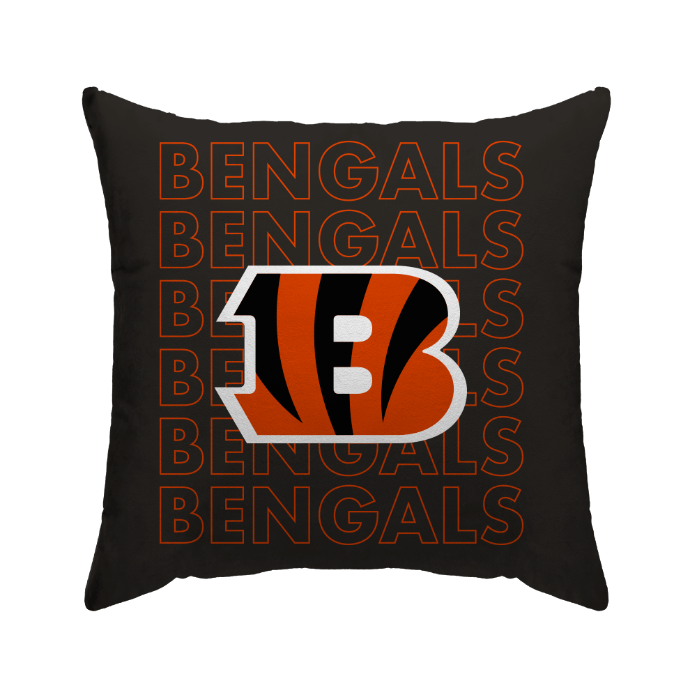 Cincinnati Bengals Echo Wordmark Poly Spandex Decor Pillow