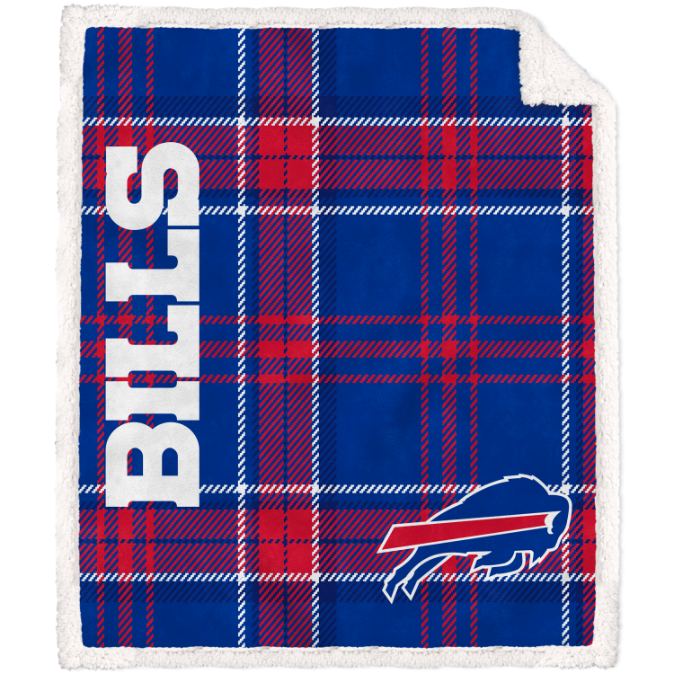 Buffalo Bills Plaid Poly Spandex Blanket with Sherpa