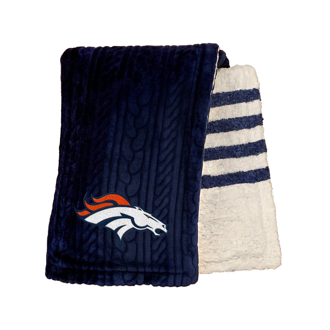 Denver Broncos Embossed Sherpa Stripe Blanket