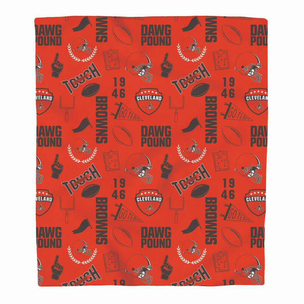 Cleveland Browns Collage Icons Polar Fleece Blanket