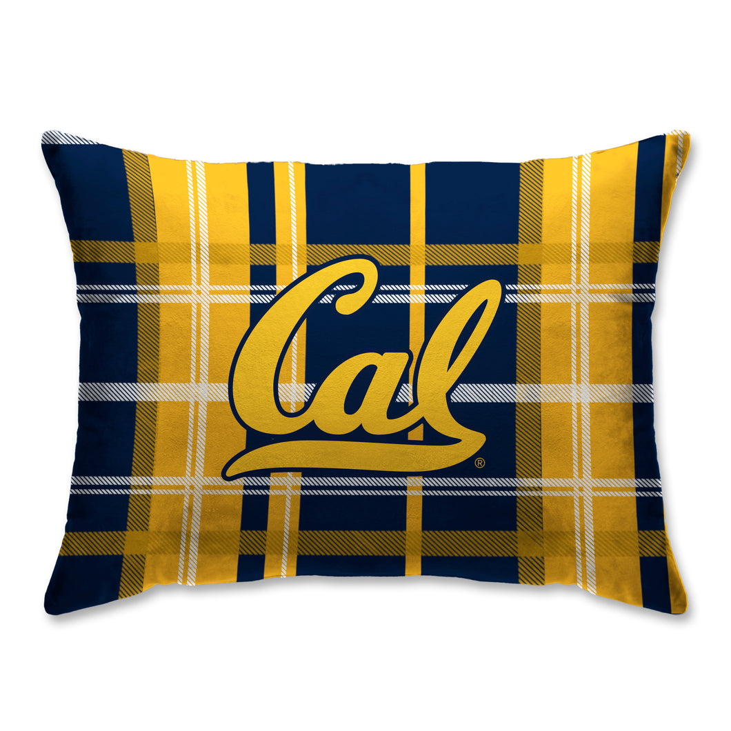 Cal Bears Plaid Bed Pillow with Sherpa Back