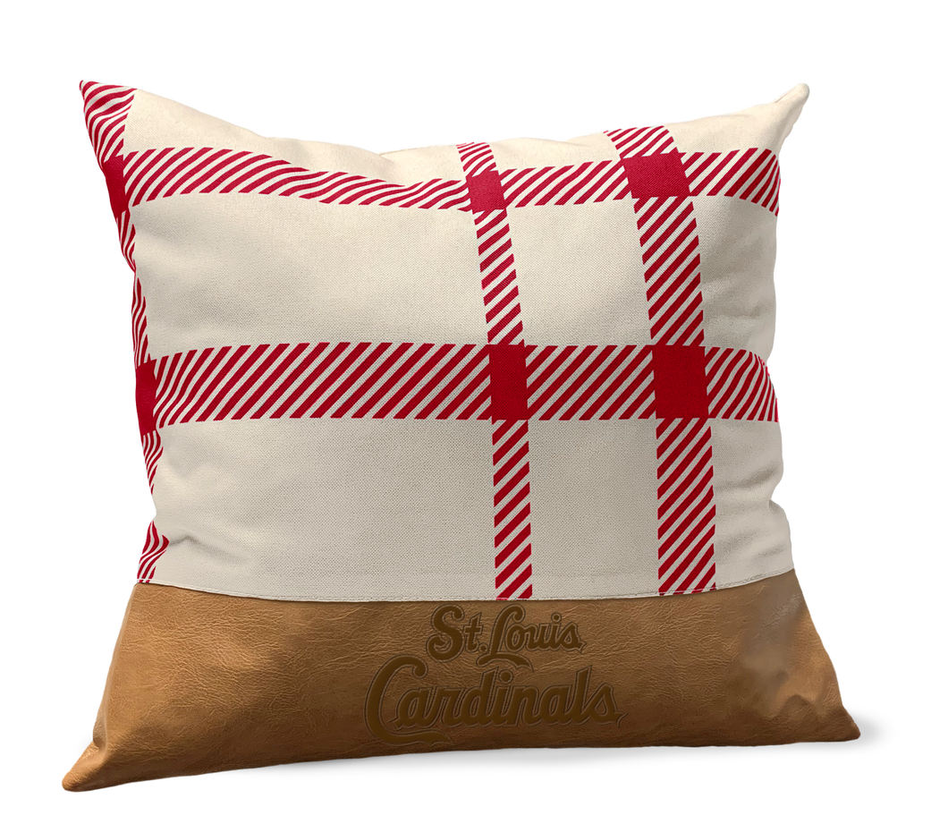 St. Louis Cardinals Plaid Faux Leather Décor Pillow