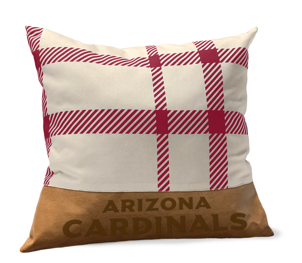 Arizona Cardinals Plaid Faux Leather Décor Pillow