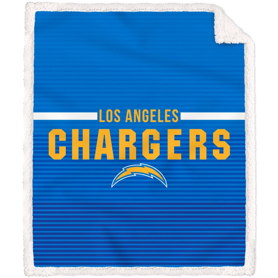 Los Angeles Chargers Logo Letter Poly Spandex Blanket with Sherpa