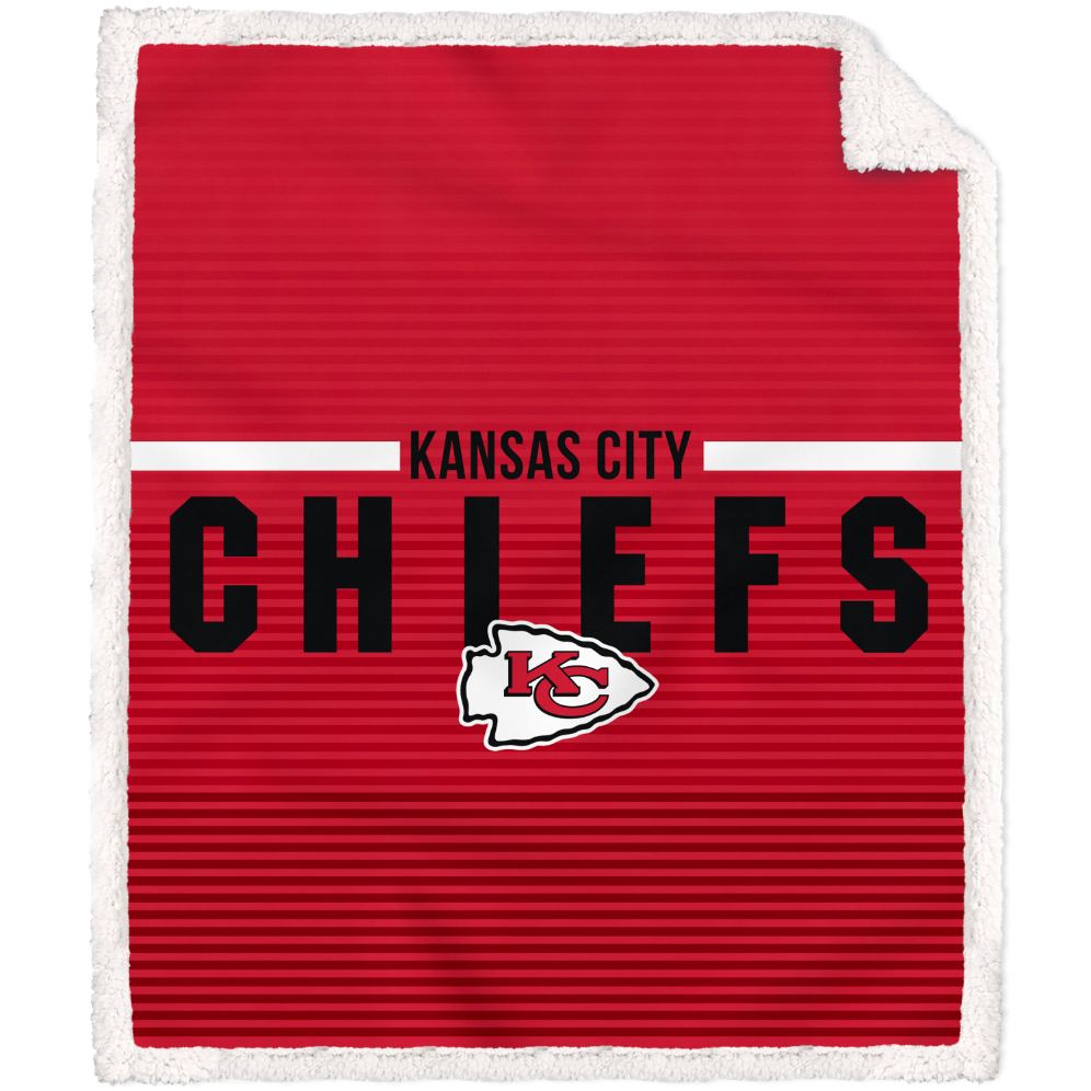 Kansas City Chiefs Logo Letter Poly Spandex Blanket with Sherpa