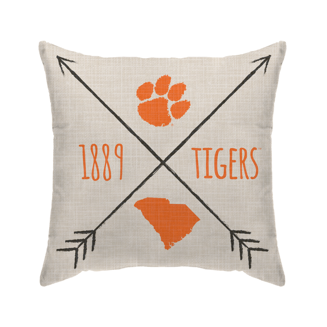 Clemson Tigers Cross Arrow Duck Cloth Decor Pillow