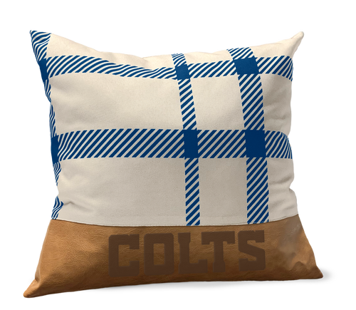 Indianapolis Colts Plaid Faux Leather Décor Pillow
