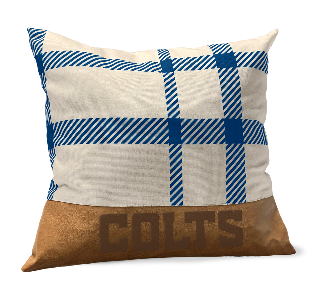 Indianapolis Colts Plaid Faux Leather Décor Pillow
