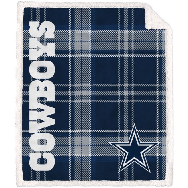 Dallas Cowboys Plaid Poly Spandex Blanket with Sherpa