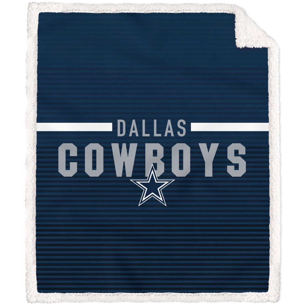 Dallas Cowboys Logo Letter Poly Spandex Blanket with Sherpa
