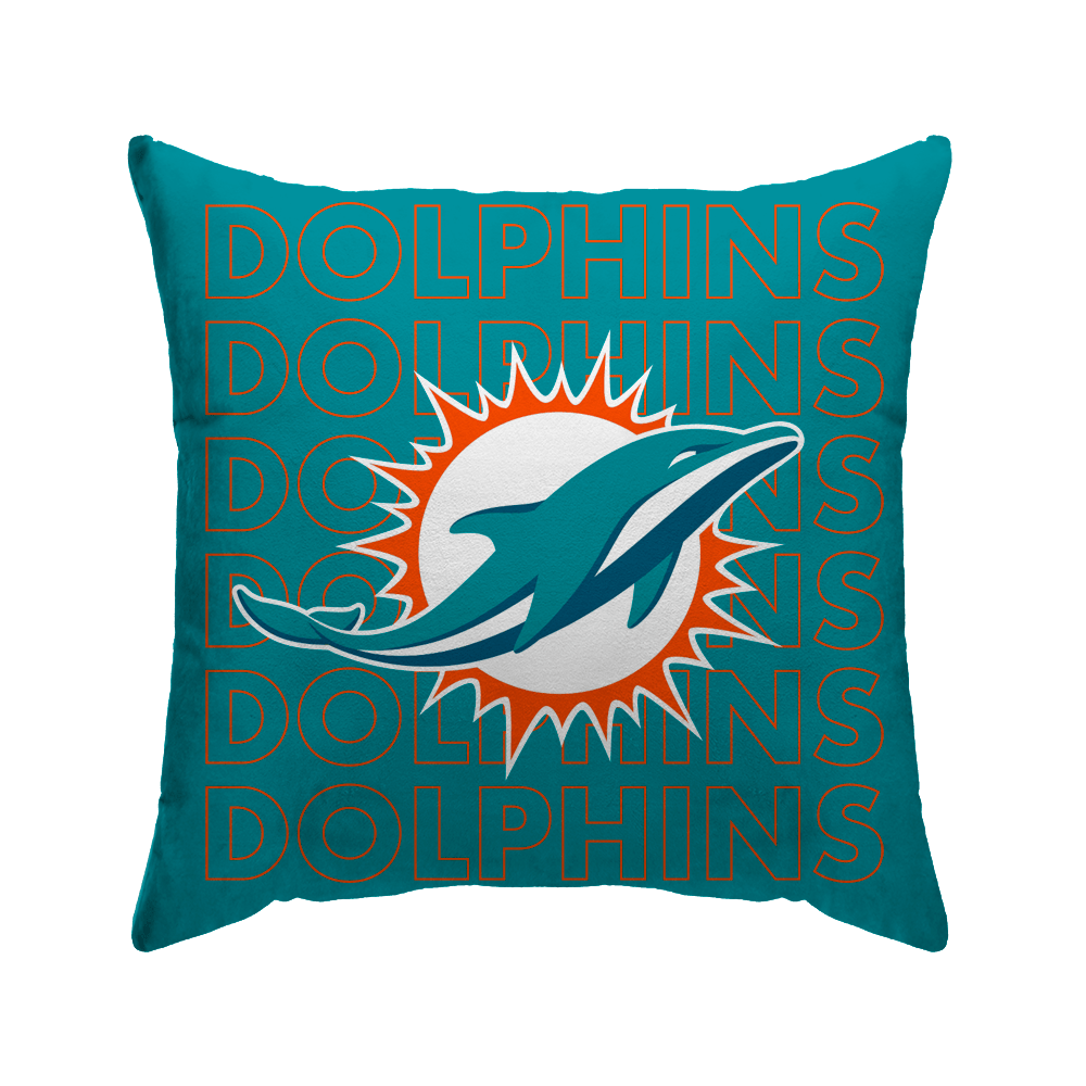 Miami Dolphins Echo Wordmark Poly Spandex Decor Pillow