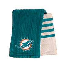 Load image into Gallery viewer, Miami Dolphins Embossed Sherpa Stripe Blanket
