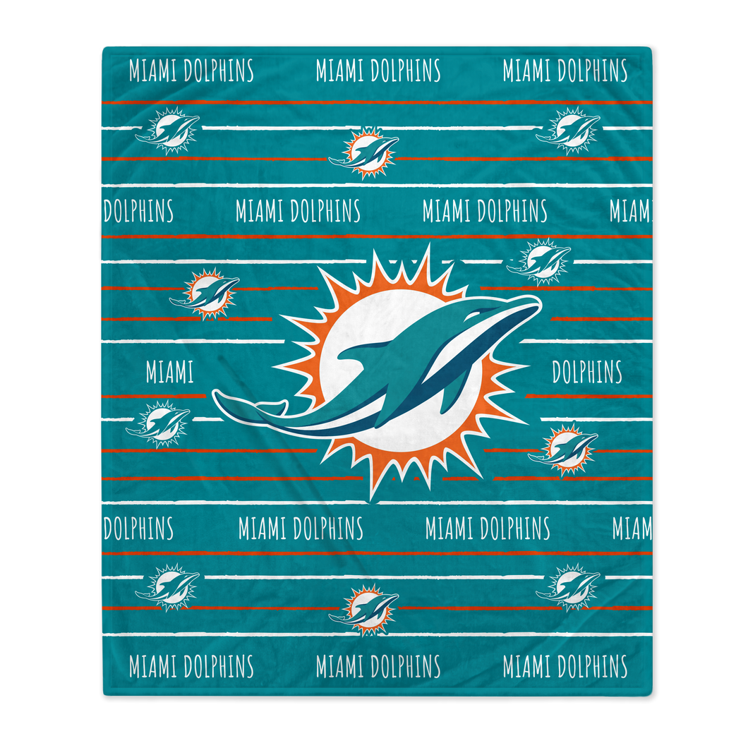Miami Dolphins Logo Stripe Blanket