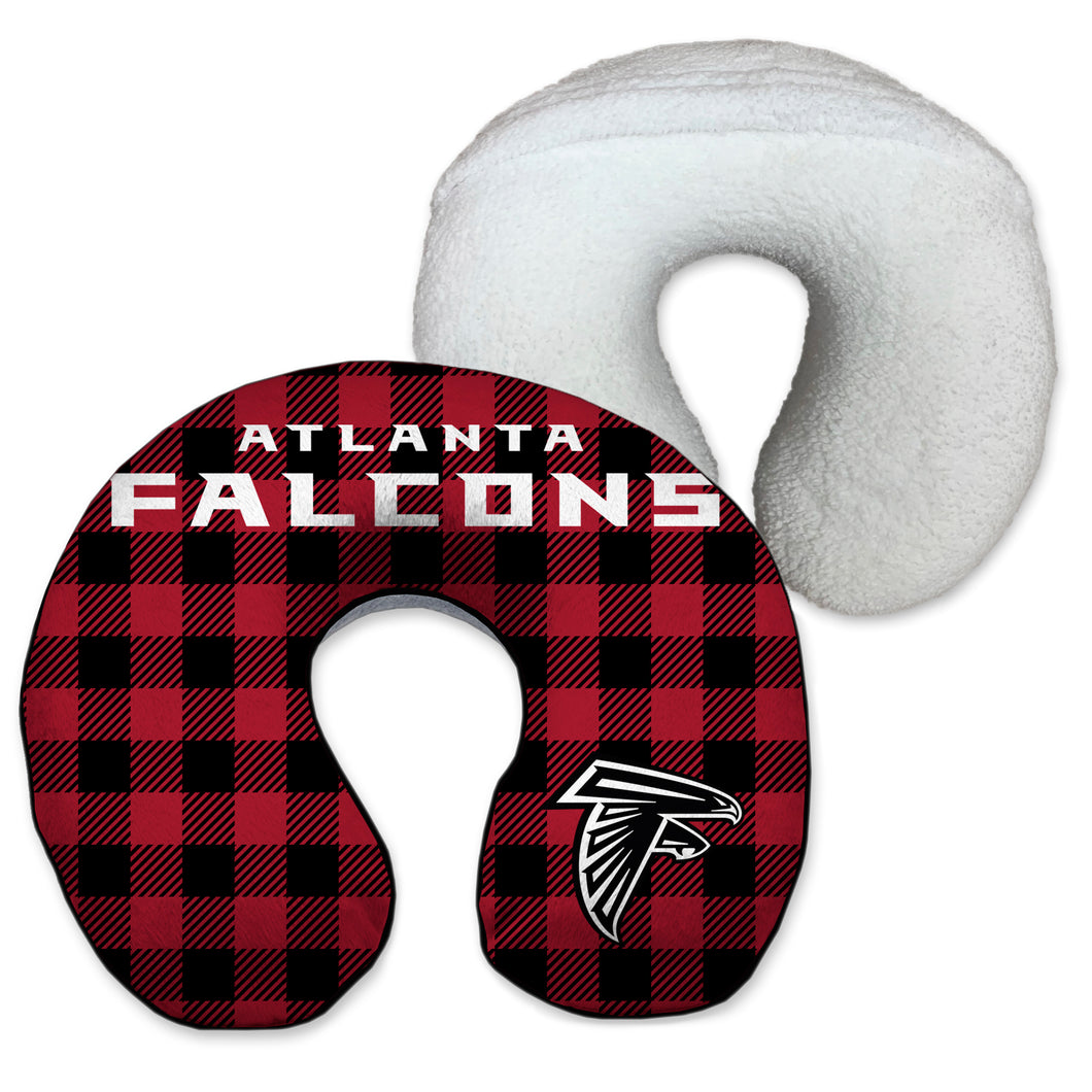 Atlanta Falcons Buffalo Check Memory Foam Travel Pillow with Sherpa Back