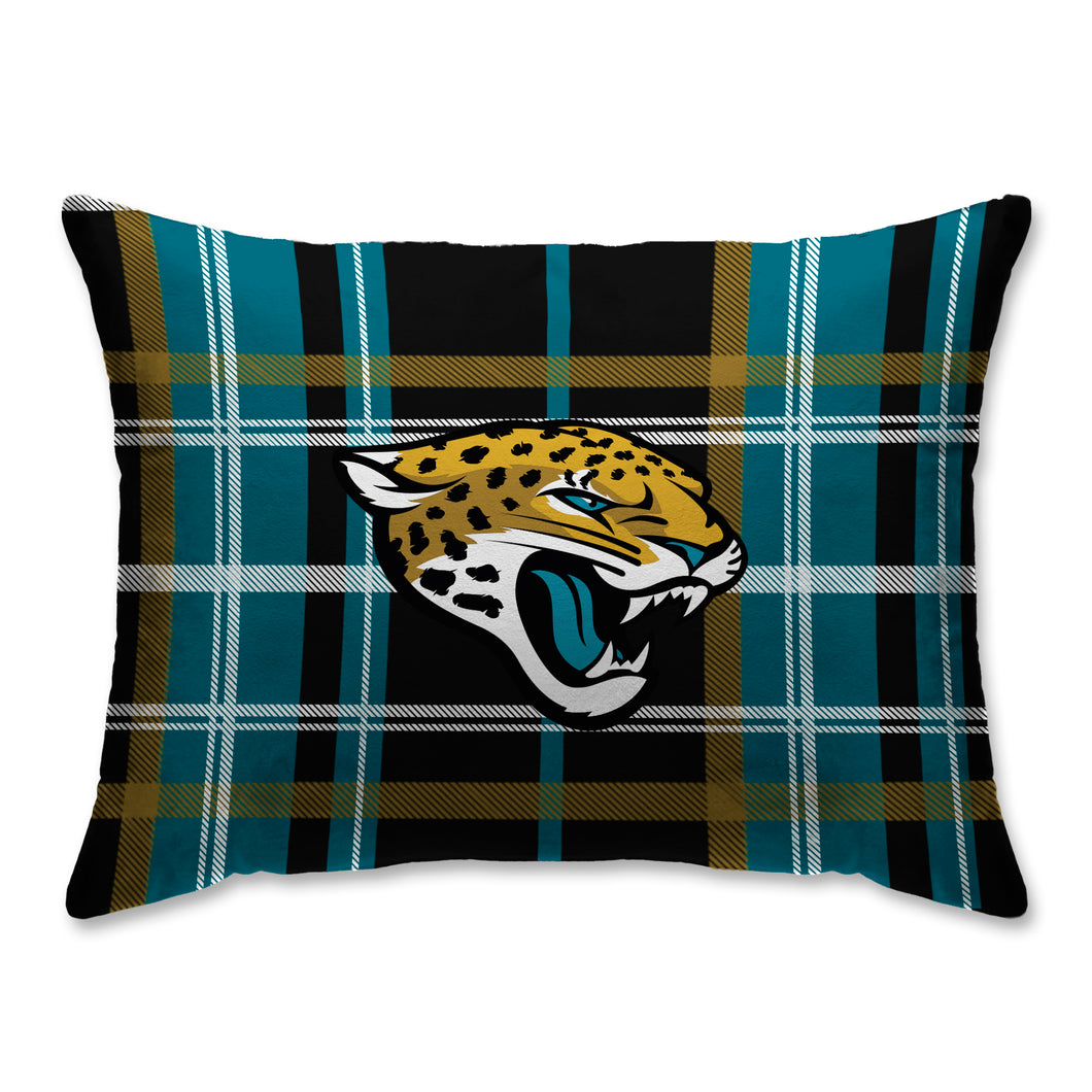 Jacksonville Jaguars Plaid Bed Pillow with Sherpa Back
