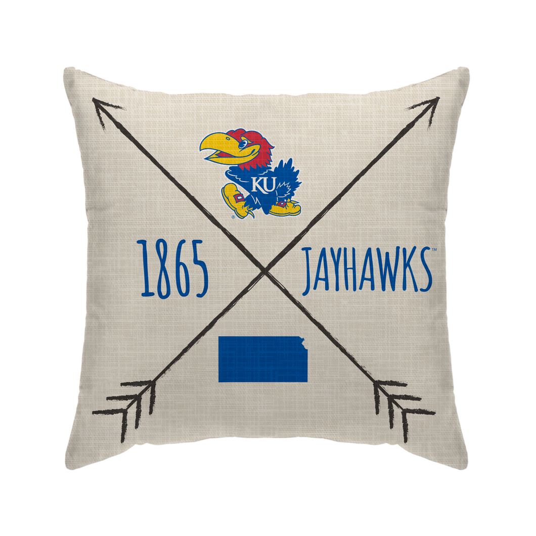 Kansas Jayhawks Cross Arrow Duck Cloth Decor Pillow
